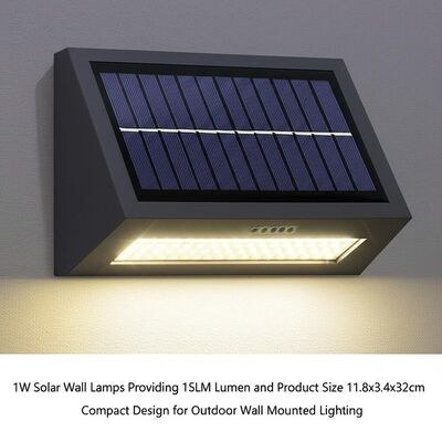 Giá tốt. Đèn tường năng lượng mặt trời 1W cung cấp 15LM Lumen và kích thước sản phẩm 11.8x3.4x32cm Thiết kế nhỏ gọn cho đèn tường ngoài trời trực tuyến
